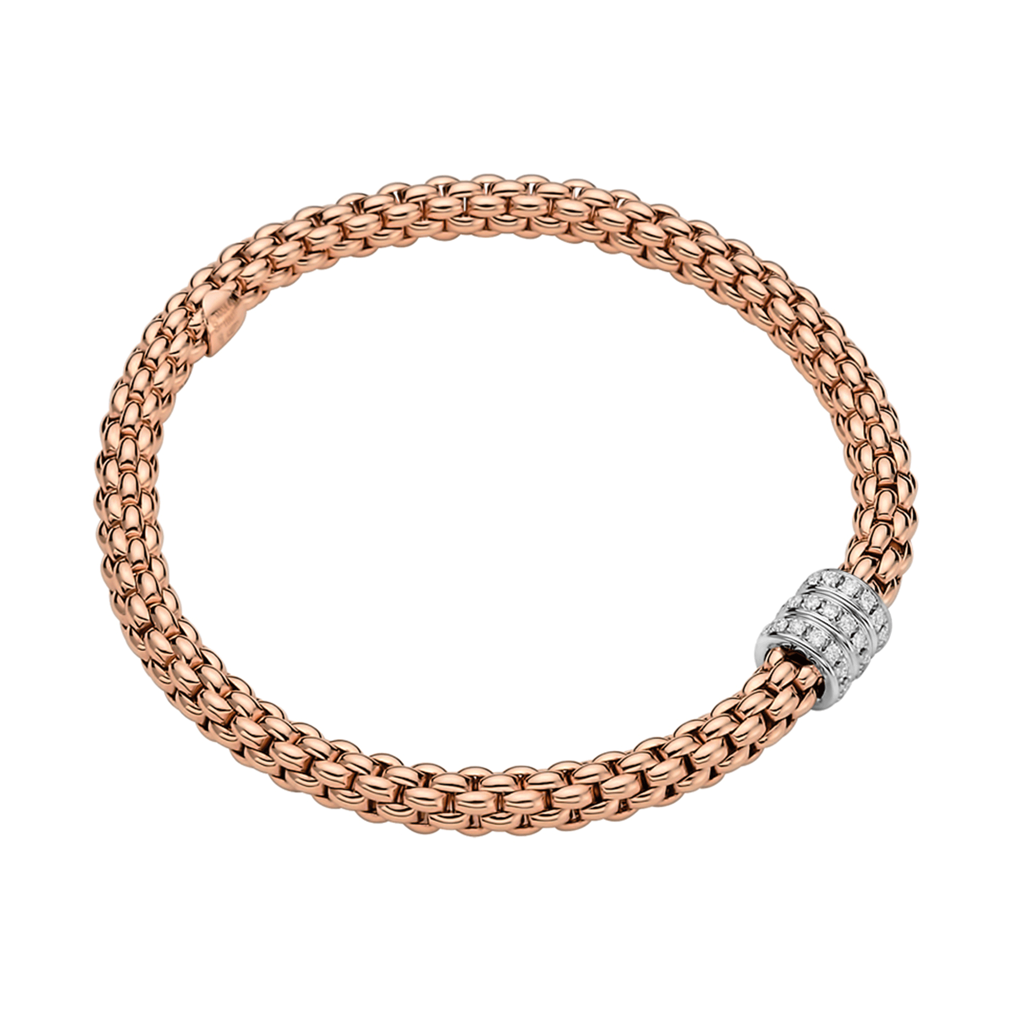 Solo 18ct Yellow Gold Bracelet With Three White Gold Diamond Rondels