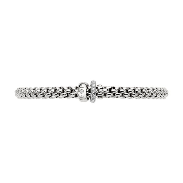 FOPE Solo 18ct White Gold Bracelet With Pave Diamond Set And Polished Rondels - Berry's Jewellers