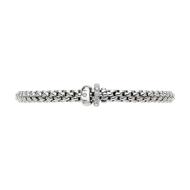 FOPE Solo 18ct White Gold Bracelet With Pave Diamond Set And Polished Rondels - Berry's Jewellers