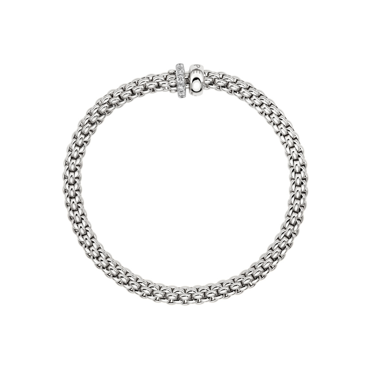 FOPE Solo 18ct White Gold Bracelet With Pave Diamond Set And Polished Rondels - Berry's Jewellers