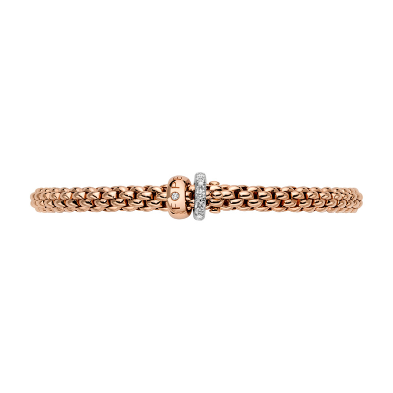 Solo 18ct Rose Gold Bracelet With Pavé Diamond & Polished Rondels