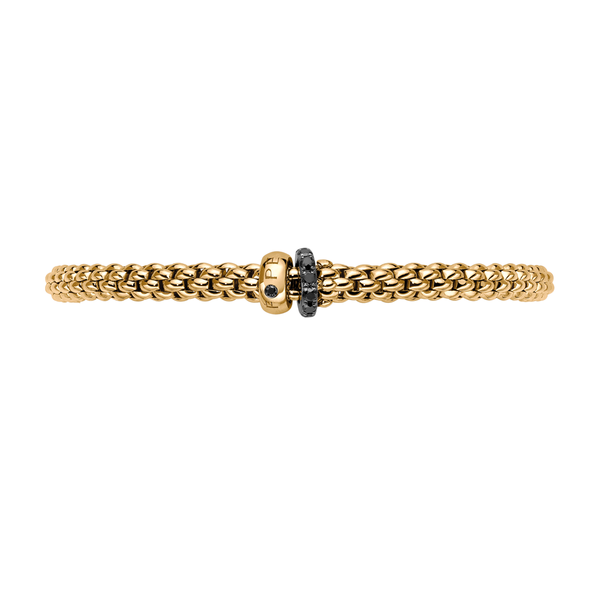 Solo 18ct Yellow Gold Bracelet With Black Diamond Set Rondels