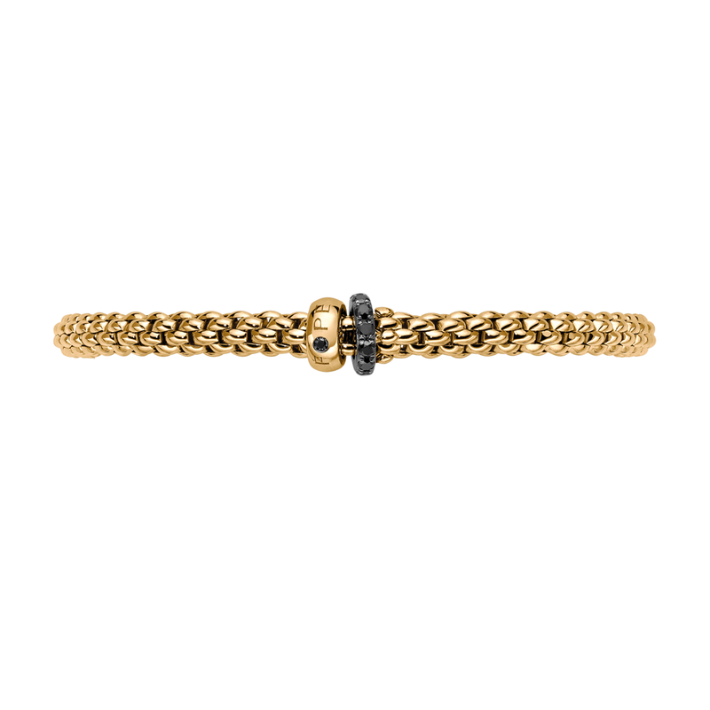Solo 18ct Yellow Gold Bracelet With Black Diamond Set Rondels