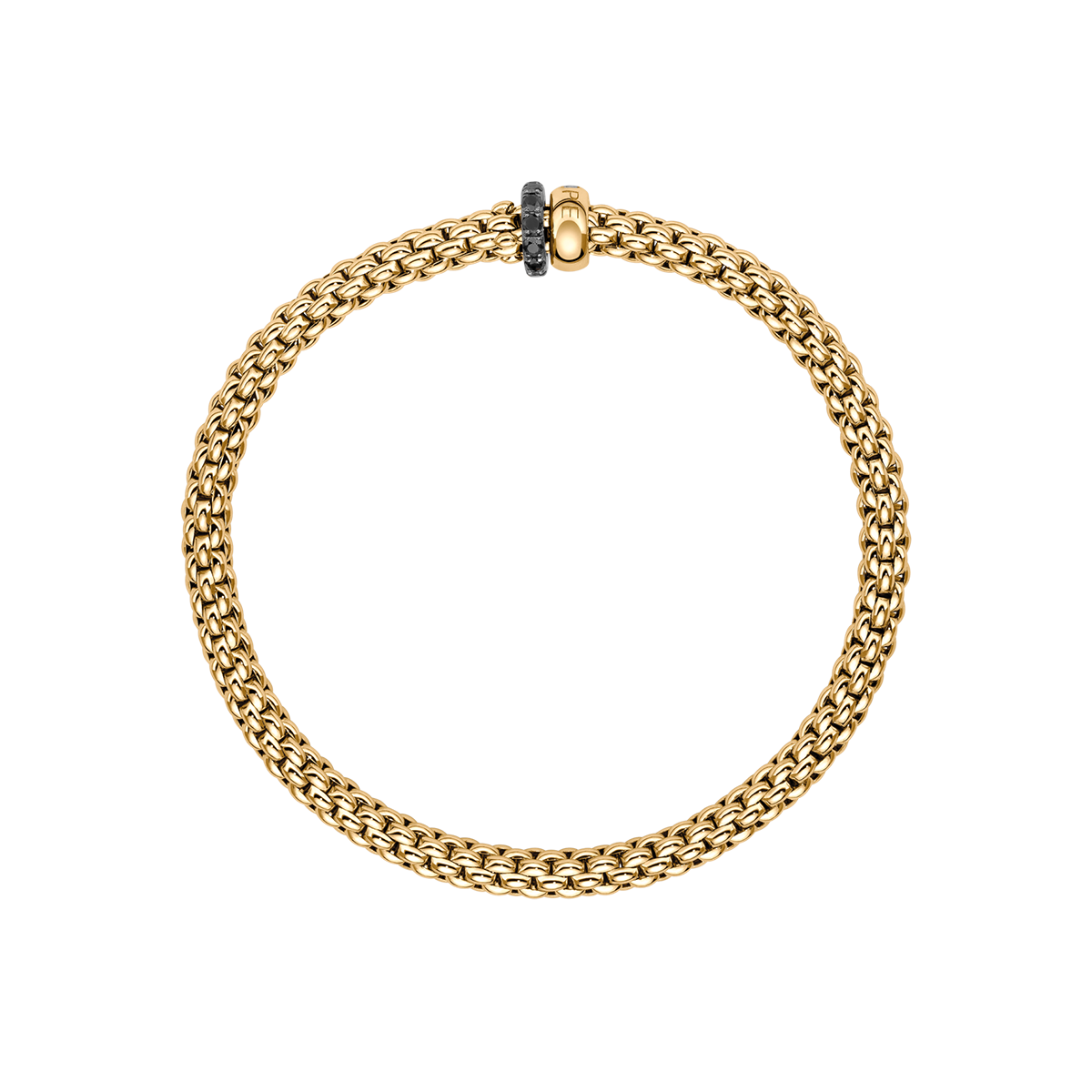 Solo 18ct Yellow Gold Bracelet With Black Diamond Set Rondels