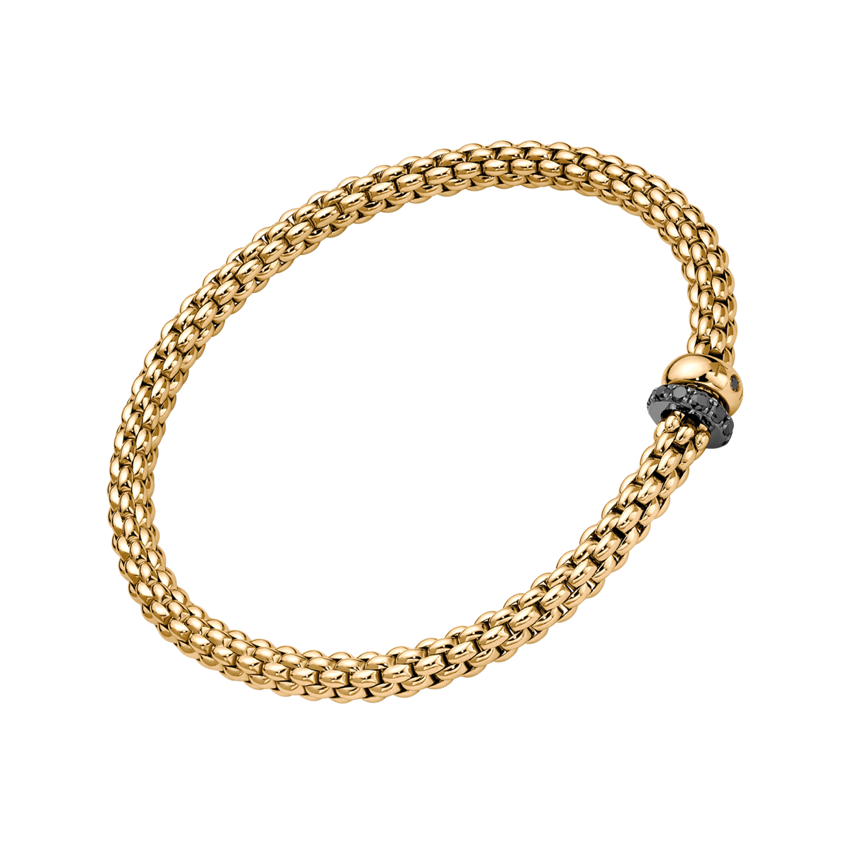 Solo 18ct Yellow Gold Bracelet With Black Diamond Set Rondels