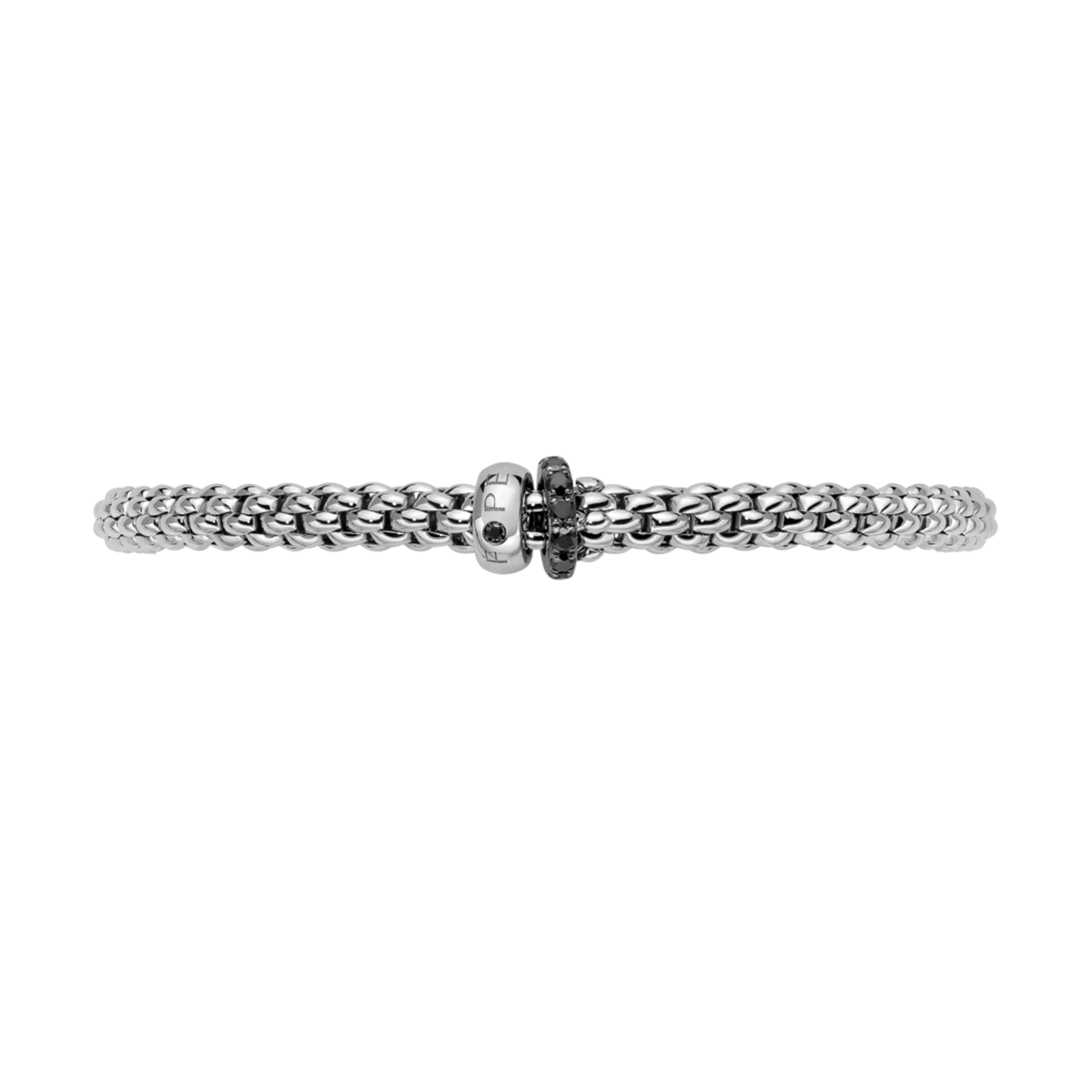 FOPE Flex'it Solo 18ct White Gold Bracelet With Pave Set Black Diamond Rondles - Berry's Jewellers