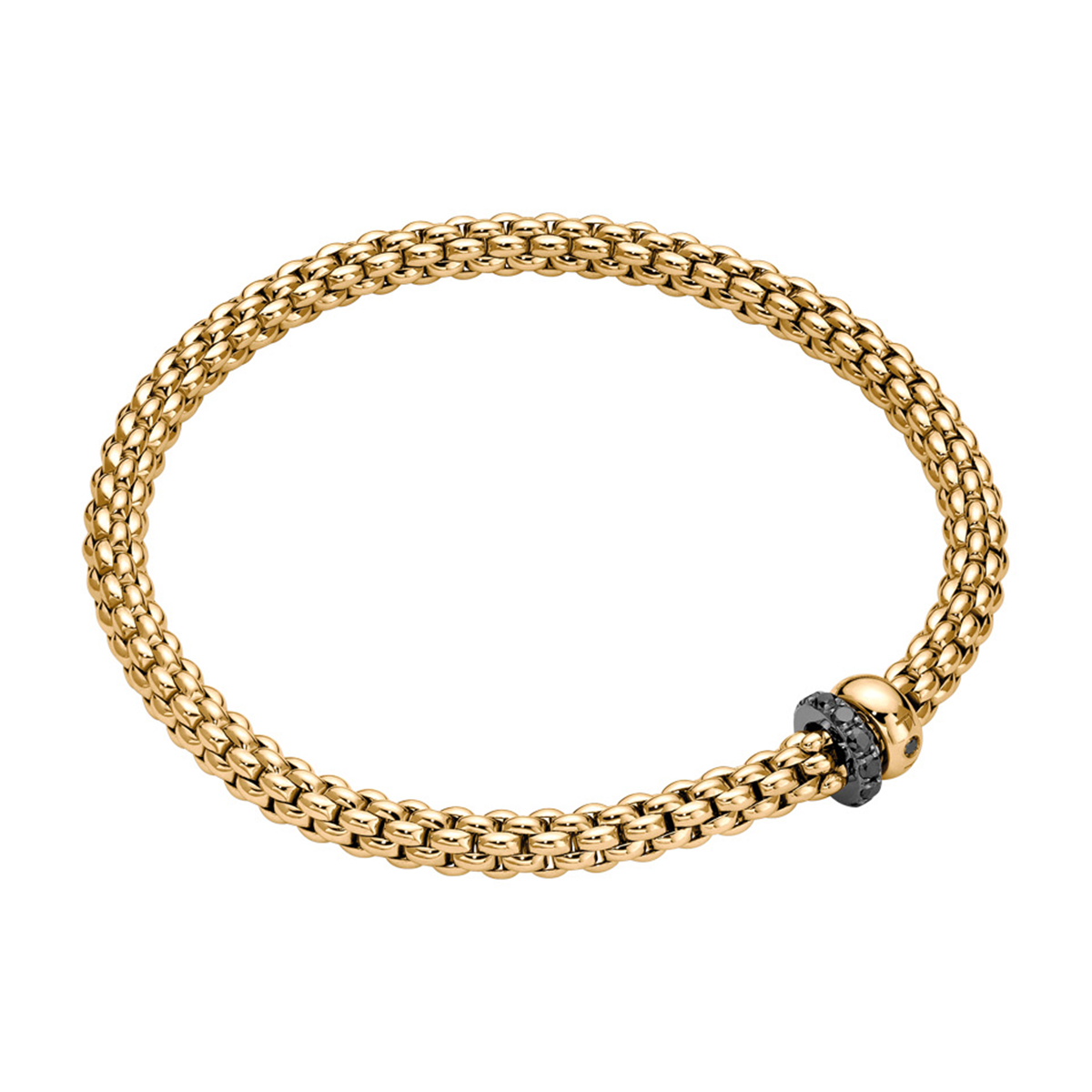 FOPE Solo 18ct Yellow Gold Bracelet With Black Diamond Set Rondels - Berry's Jewellers