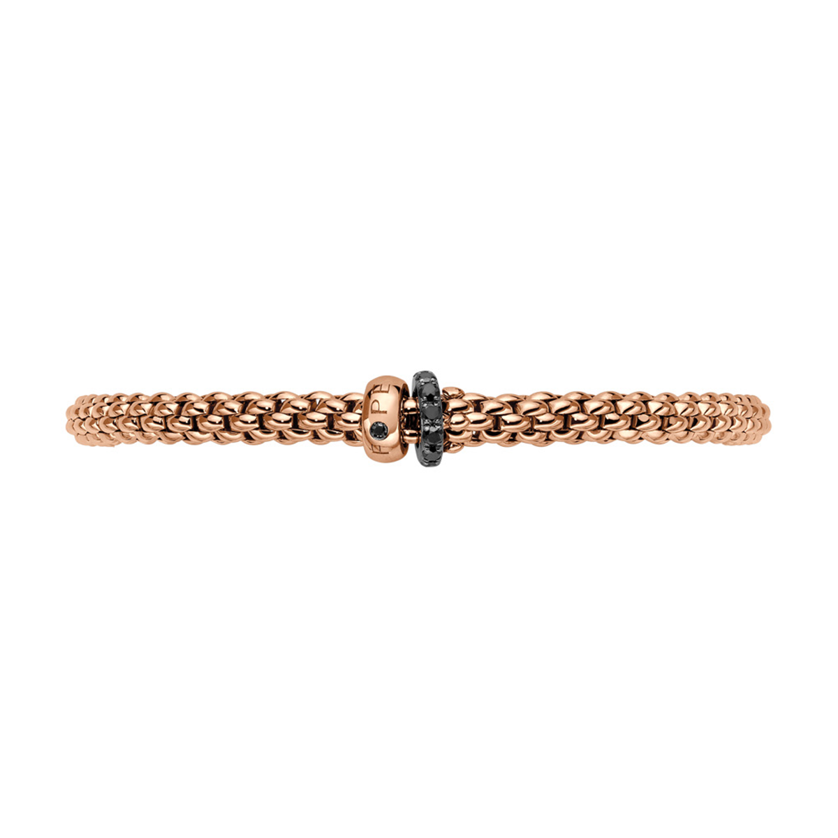 FOPE Solo 18ct Rose Gold Bracelet With Black Diamond Set Rondles - Berry's Jewellers
