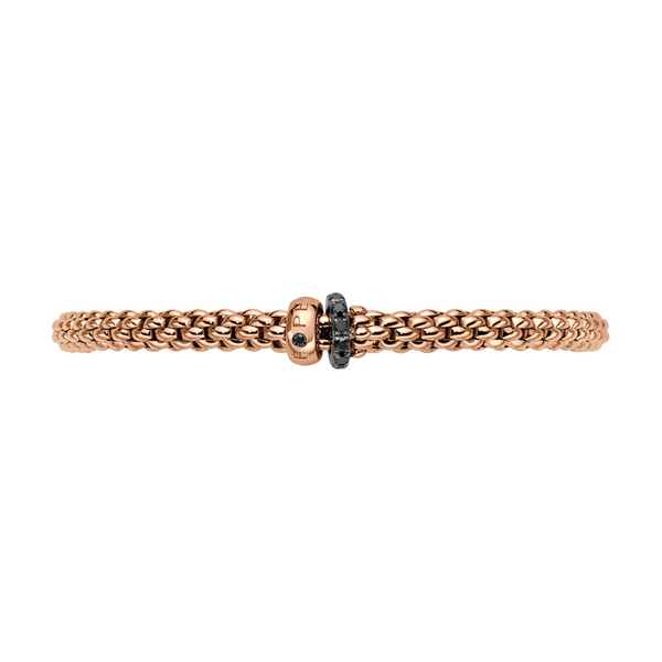FOPE Solo 18ct Rose Gold Bracelet With Black Diamond Set Rondles - Berry's Jewellers