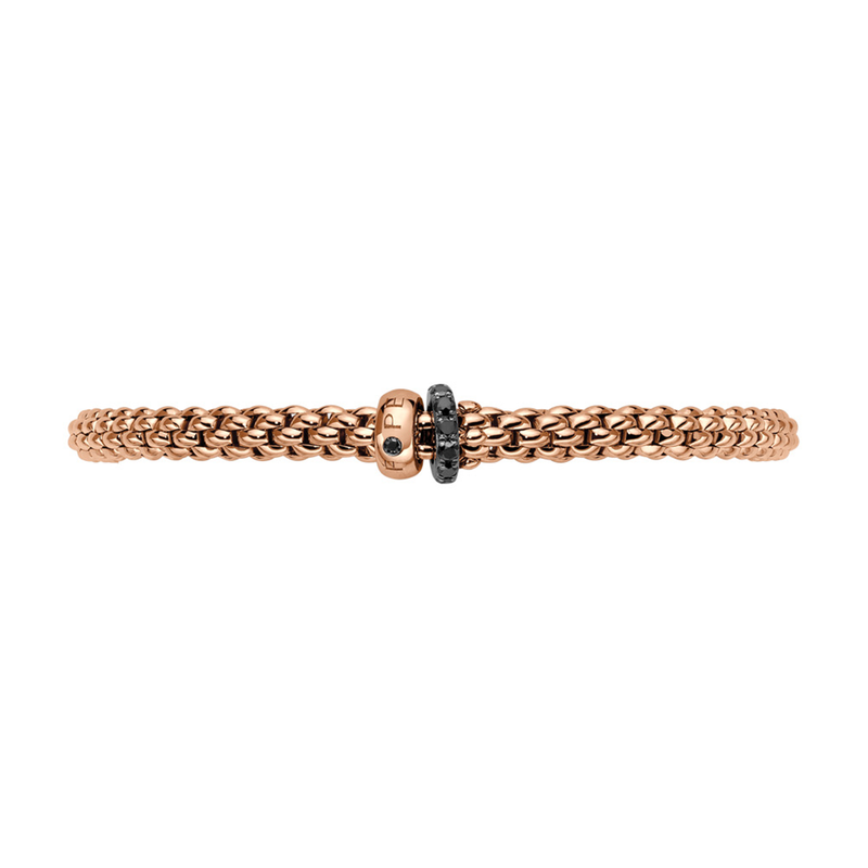 FOPE Solo 18ct Rose Gold Bracelet With Black Diamond Set Rondles - Berry's Jewellers