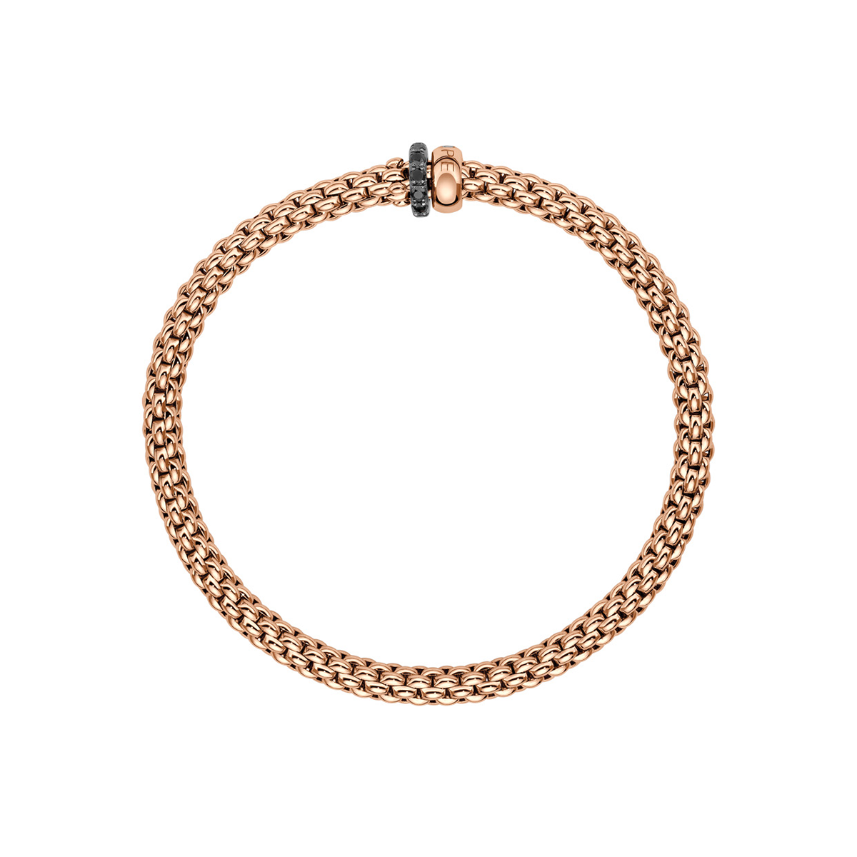 FOPE Solo 18ct Rose Gold Bracelet With Black Diamond Set Rondles - Berry's Jewellers