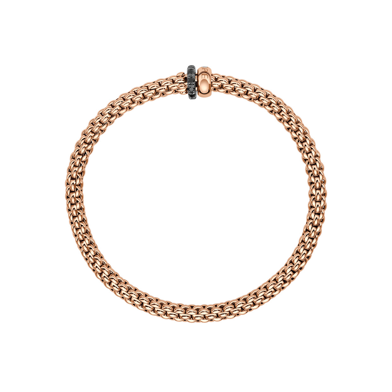 FOPE Solo 18ct Rose Gold Bracelet With Black Diamond Set Rondles - Berry's Jewellers