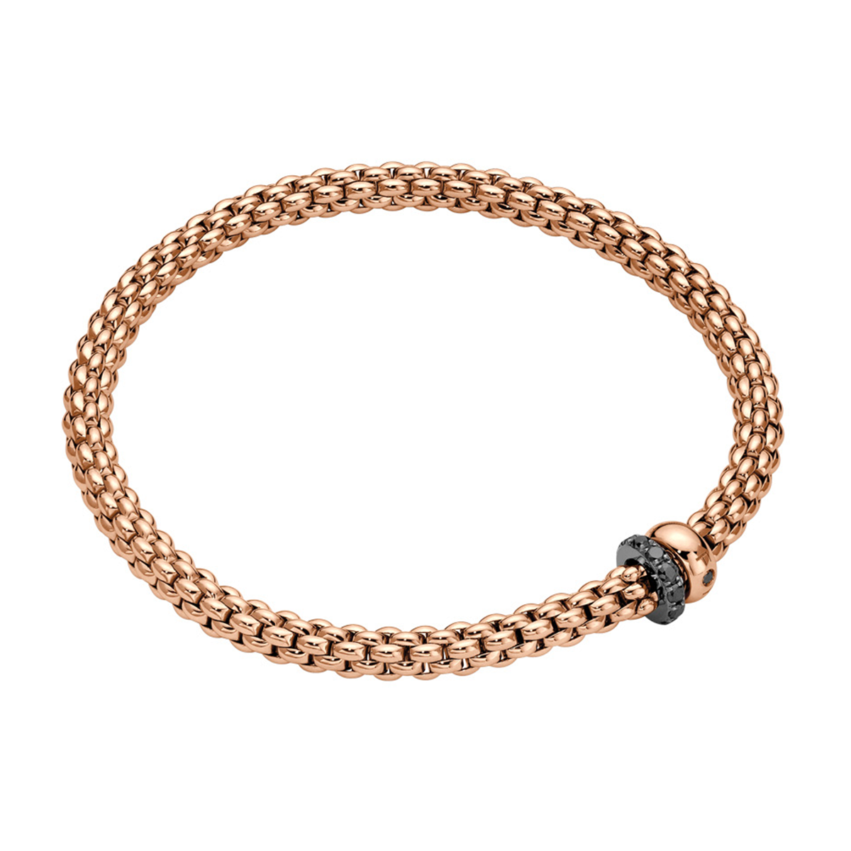 FOPE Solo 18ct Rose Gold Bracelet With Black Diamond Set Rondles - Berry's Jewellers