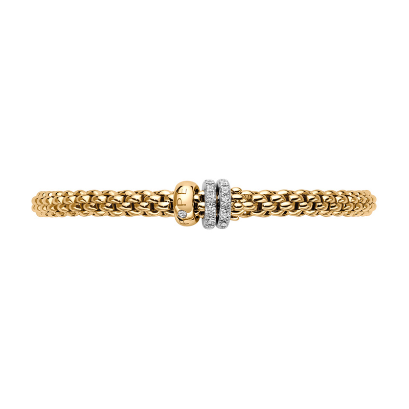 Solo 18ct Yellow Gold Bracelet With Three Diamond Set Rondels