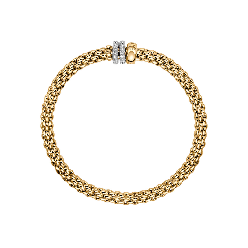 Solo 18ct Yellow Gold Bracelet With Three Diamond Set Rondels