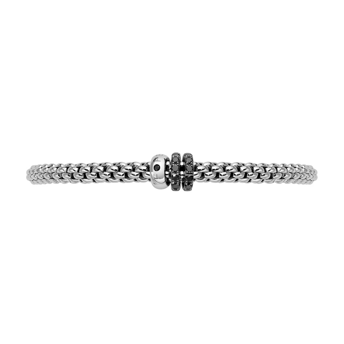 Solo 18ct White Gold Double Black Diamond Rondel Bracelet