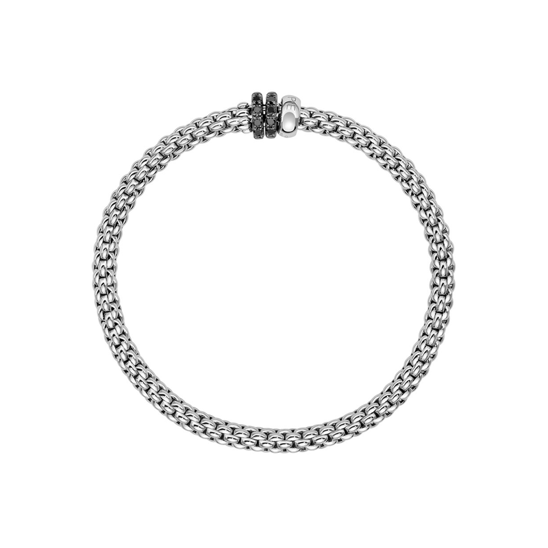 Solo 18ct White Gold Double Black Diamond Rondel Bracelet