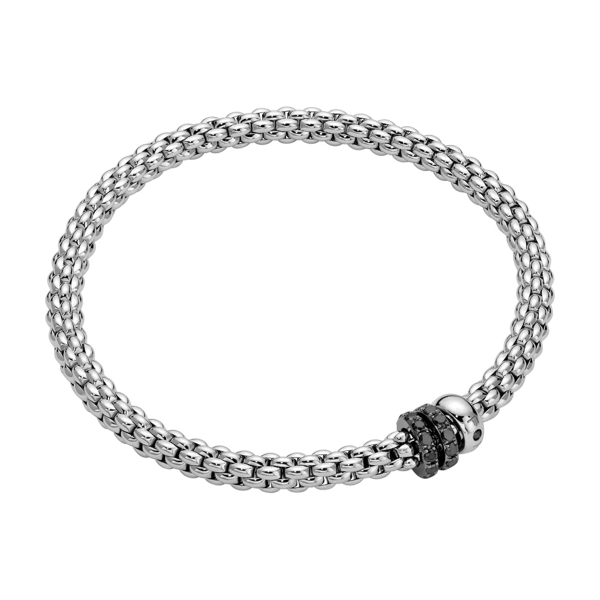 Solo 18ct White Gold Double Black Diamond Rondel Bracelet