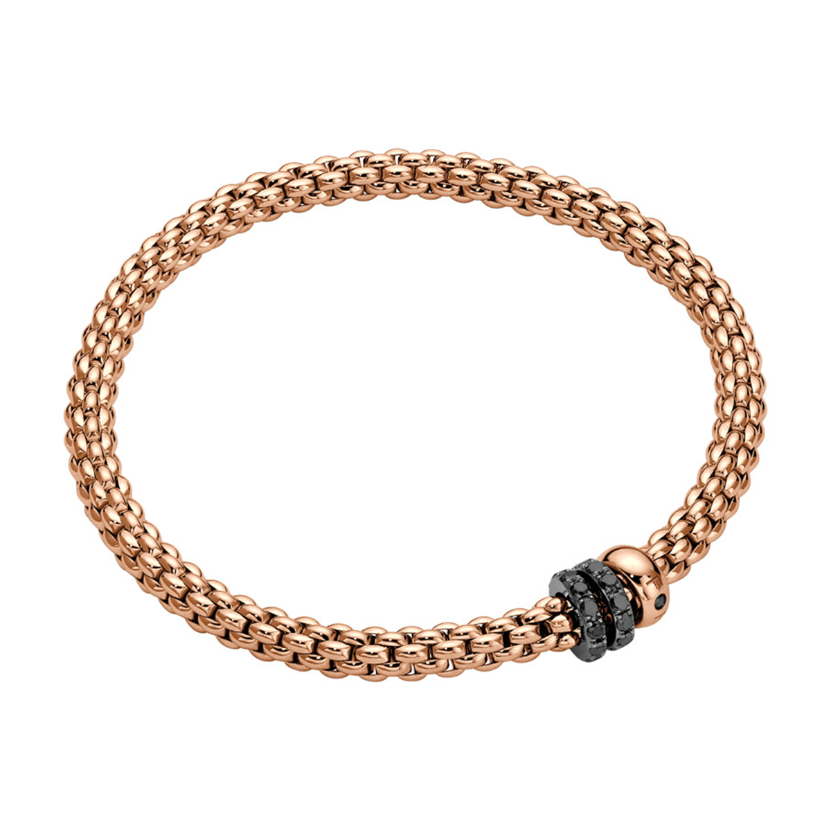 Solo 18ct Rose Gold Bracelet With Three Black Diamond Rondels