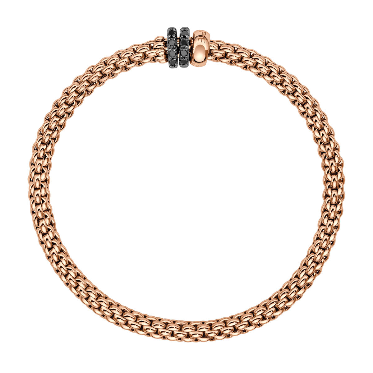 FOPE Solo 18ct Rose Gold Flex'it Bracelet With Three Black Diamond Rondels - Berry's Jewellers
