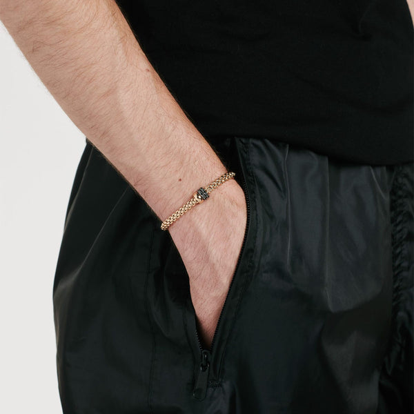 FOPE Solo 18ct Rose Gold Flex'it Bracelet With Three Black Diamond Rondels - Berry's Jewellers