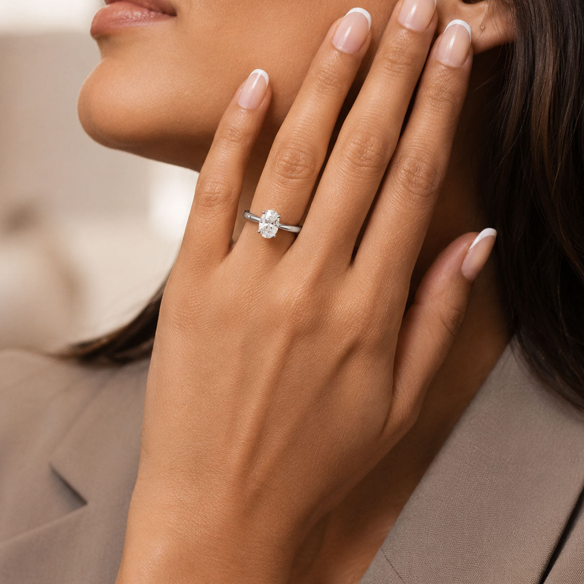 Platinum GIA Certificated Oval Cut Diamond Solitaire Ring