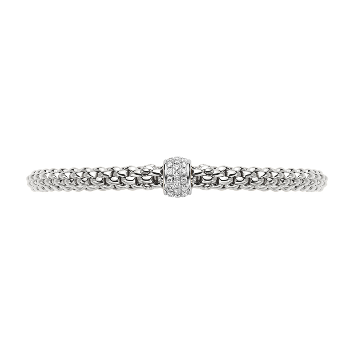 FOPE Solo 18ct White Gold Bracelet With Pavé Set Diamond Rondel - Berry's Jewellers