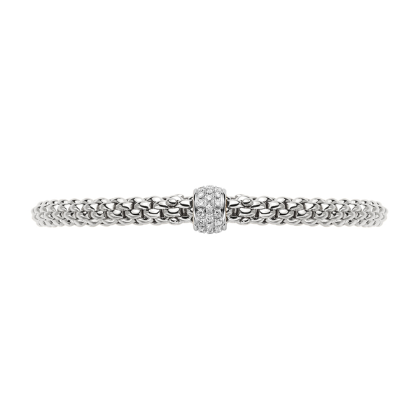FOPE Solo 18ct White Gold Bracelet With Pavé Set Diamond Rondel - Berry's Jewellers