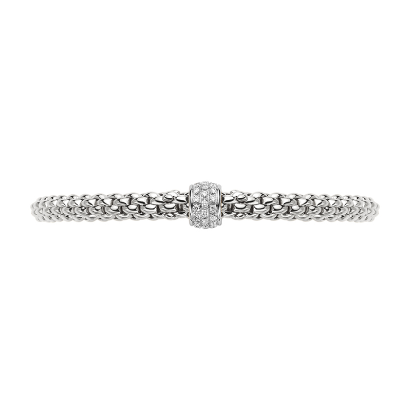FOPE Solo 18ct White Gold Bracelet With Pavé Set Diamond Rondel - Berry's Jewellers
