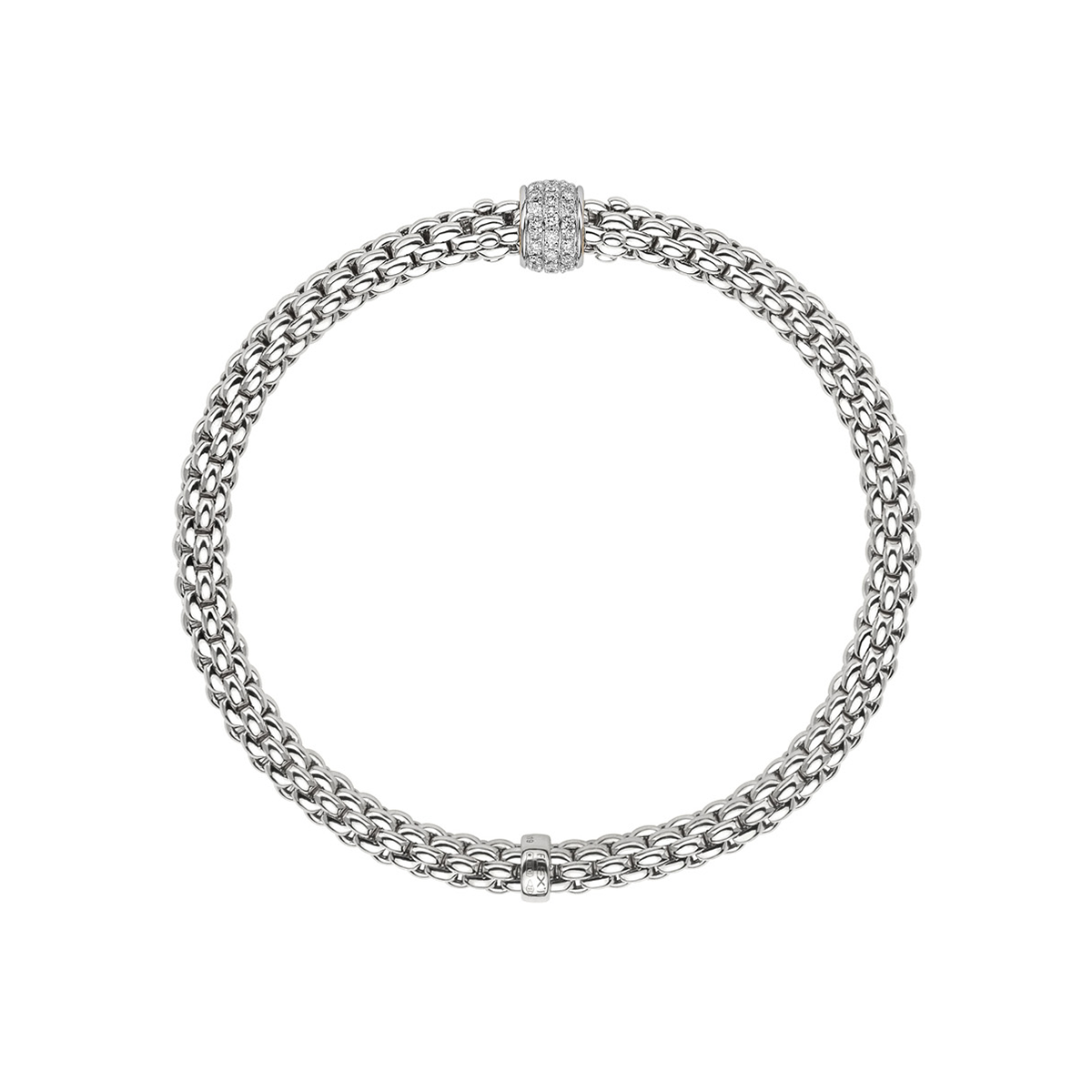 FOPE Solo 18ct White Gold Bracelet With Pavé Set Diamond Rondel - Berry's Jewellers