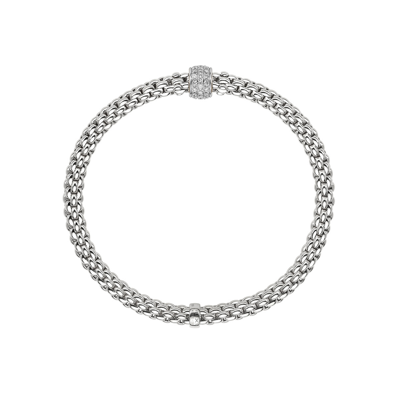 FOPE Solo 18ct White Gold Bracelet With Pavé Set Diamond Rondel - Berry's Jewellers