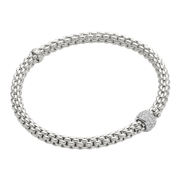 FOPE Solo 18ct White Gold Bracelet With Pavé Set Diamond Rondel - Berry's Jewellers