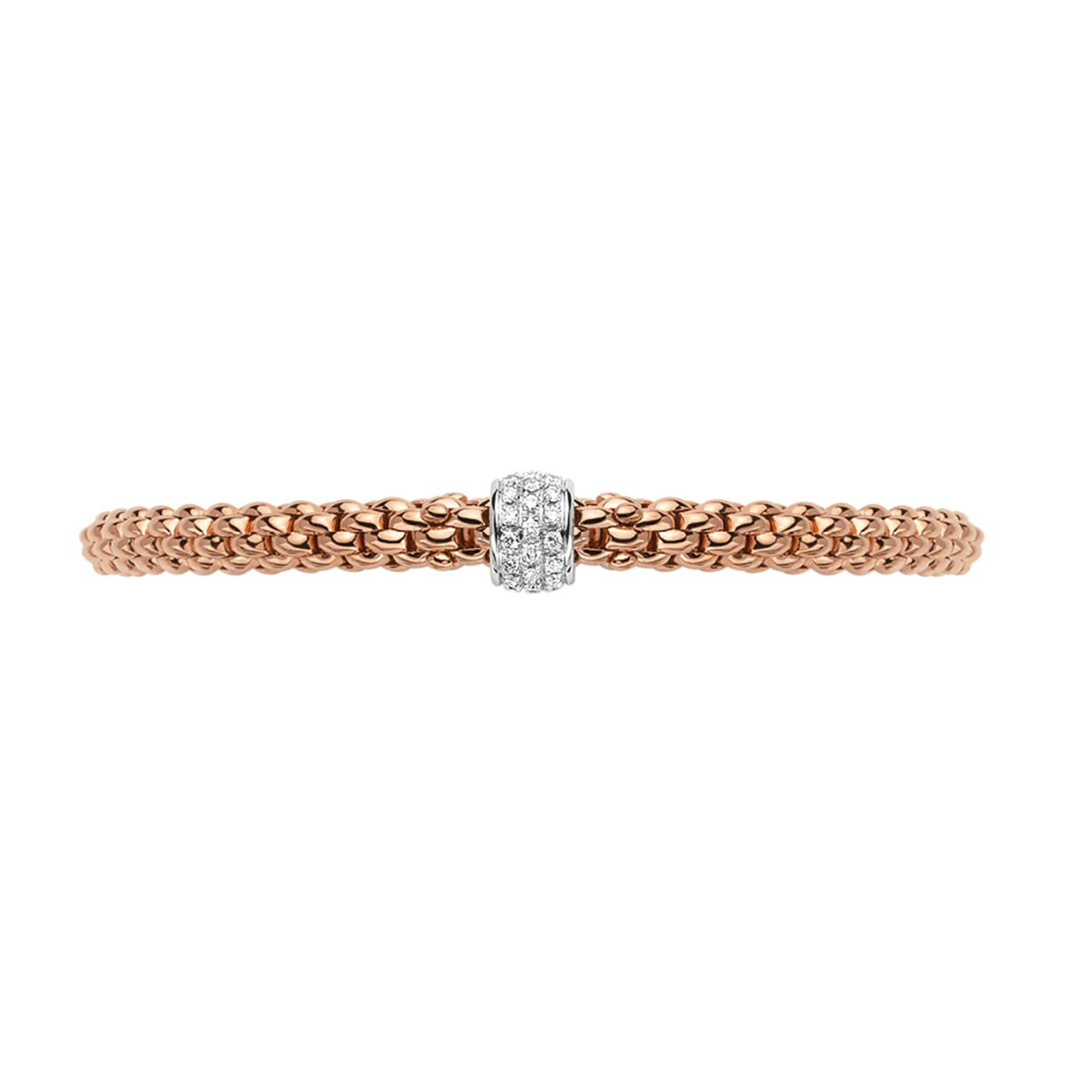 Solo 18ct Rose Gold Bracelet With Pavé Set Diamond Rondel