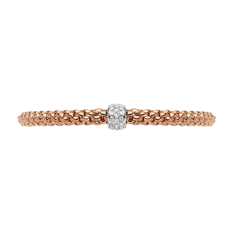 Solo 18ct Rose Gold Bracelet With Pavé Set Diamond Rondel
