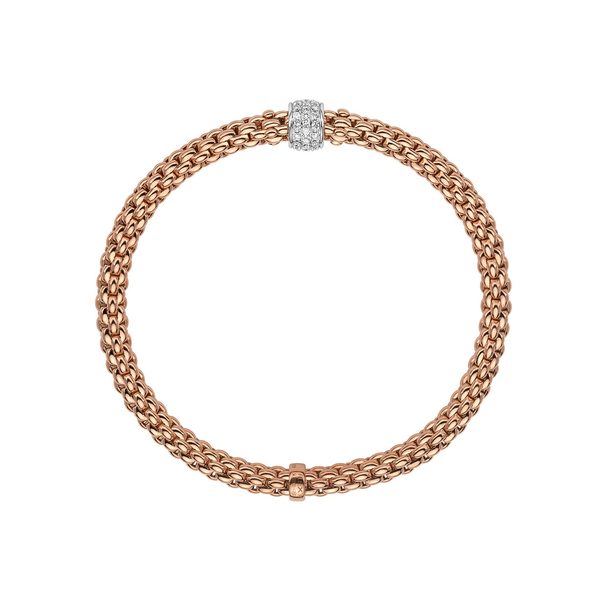 FOPE Solo 18ct Rose Gold Bracelet With Pavé Set Diamond Rondel - Berry's Jewellers