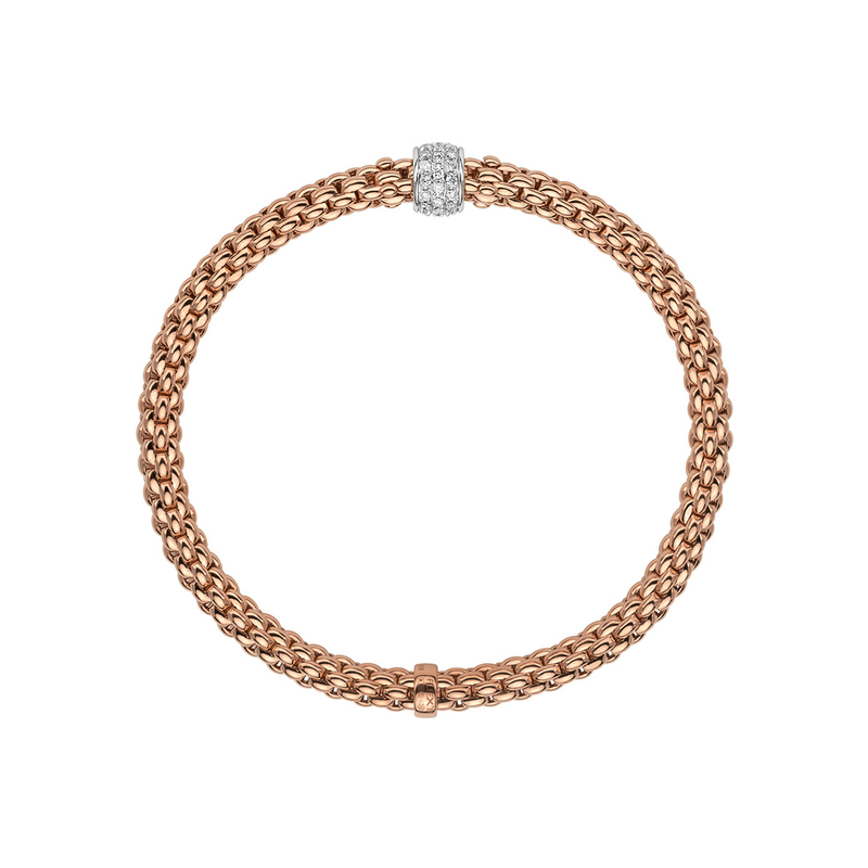 Solo 18ct Rose Gold Bracelet With Pavé Set Diamond Rondel