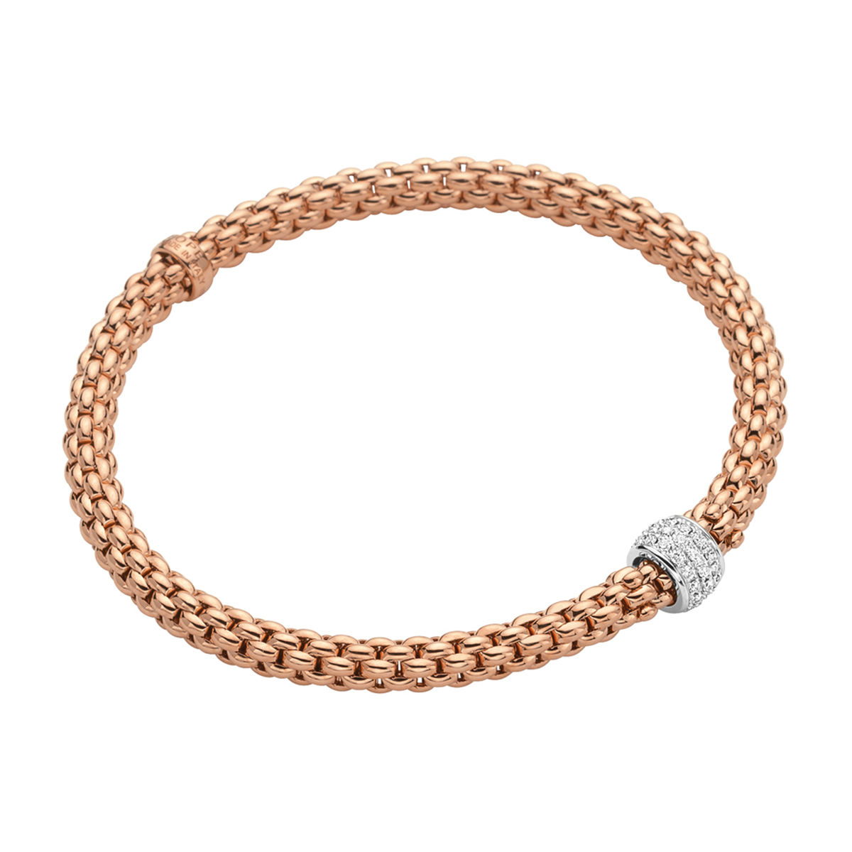 Solo 18ct Rose Gold Bracelet With Pavé Set Diamond Rondel