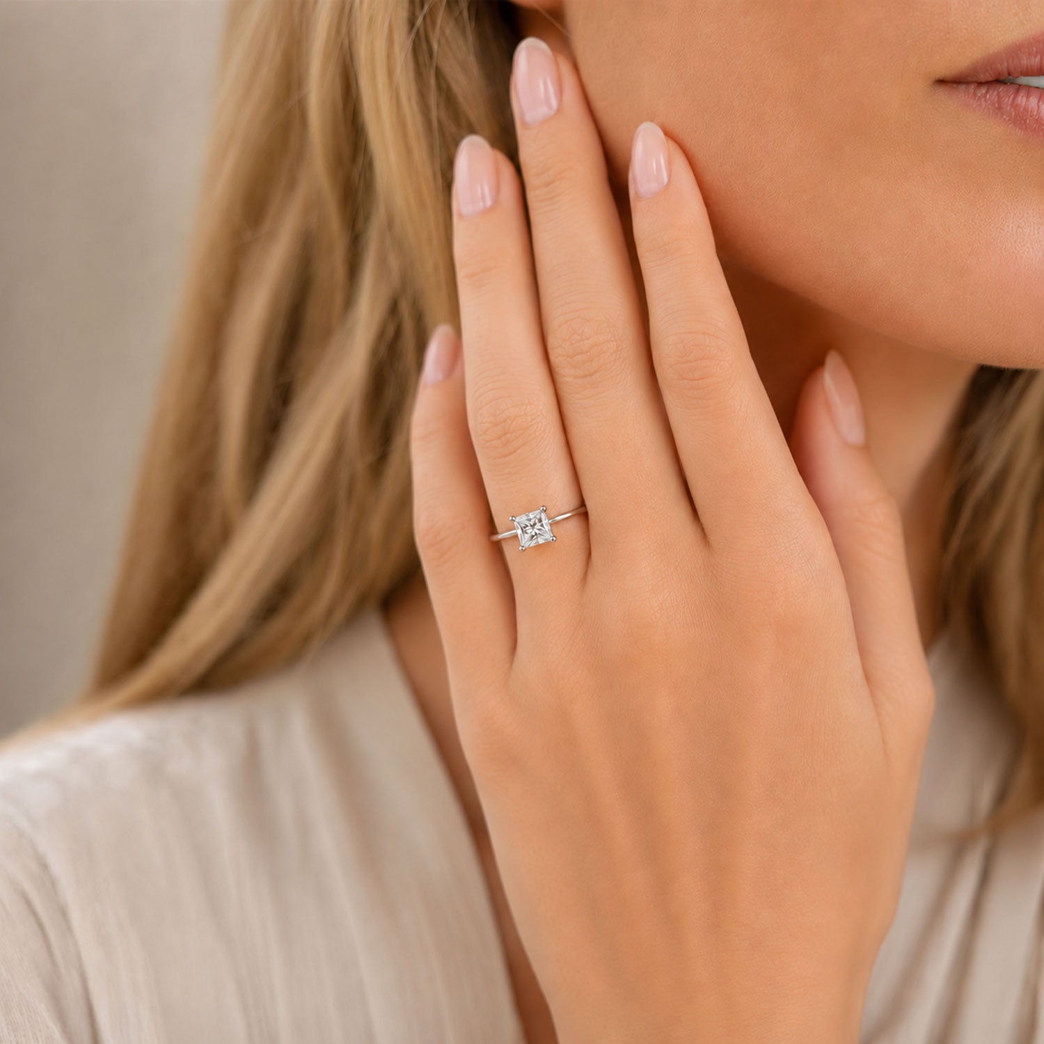 Platinum Princess Cut Diamond Solitaire Ring