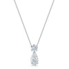 18ct White Gold Pear Cut And Round Brilliant Cut Diamond Drop Pendant