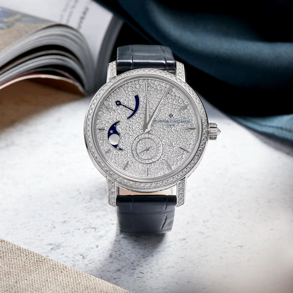 Vacheron Constantin Traditionnelle Moon Phase 18ct White Gold Diamond Set Ladies Watch - Berry's Jewellers