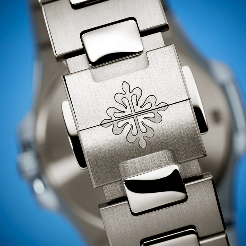 Patek Philippe Nautilus 32mm 18ct White Gold Blue Dial Diamond Set Bracelet Watch - Berry's Jewellers
