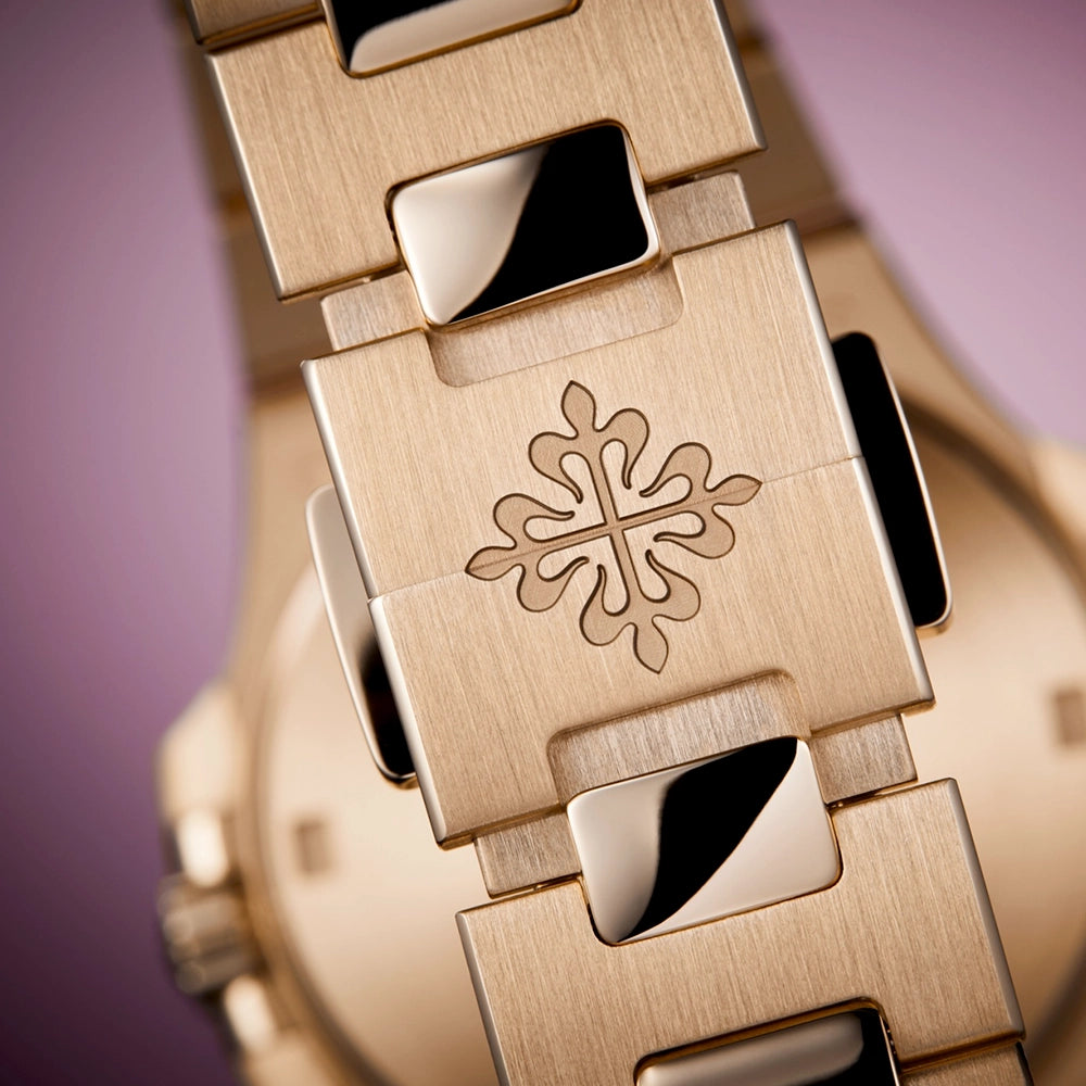 Patek Philippe Nautilus 32mm 18ct Rose Gold Purple Dial Diamond Set Bracelet Watch - Berry's Jewellers