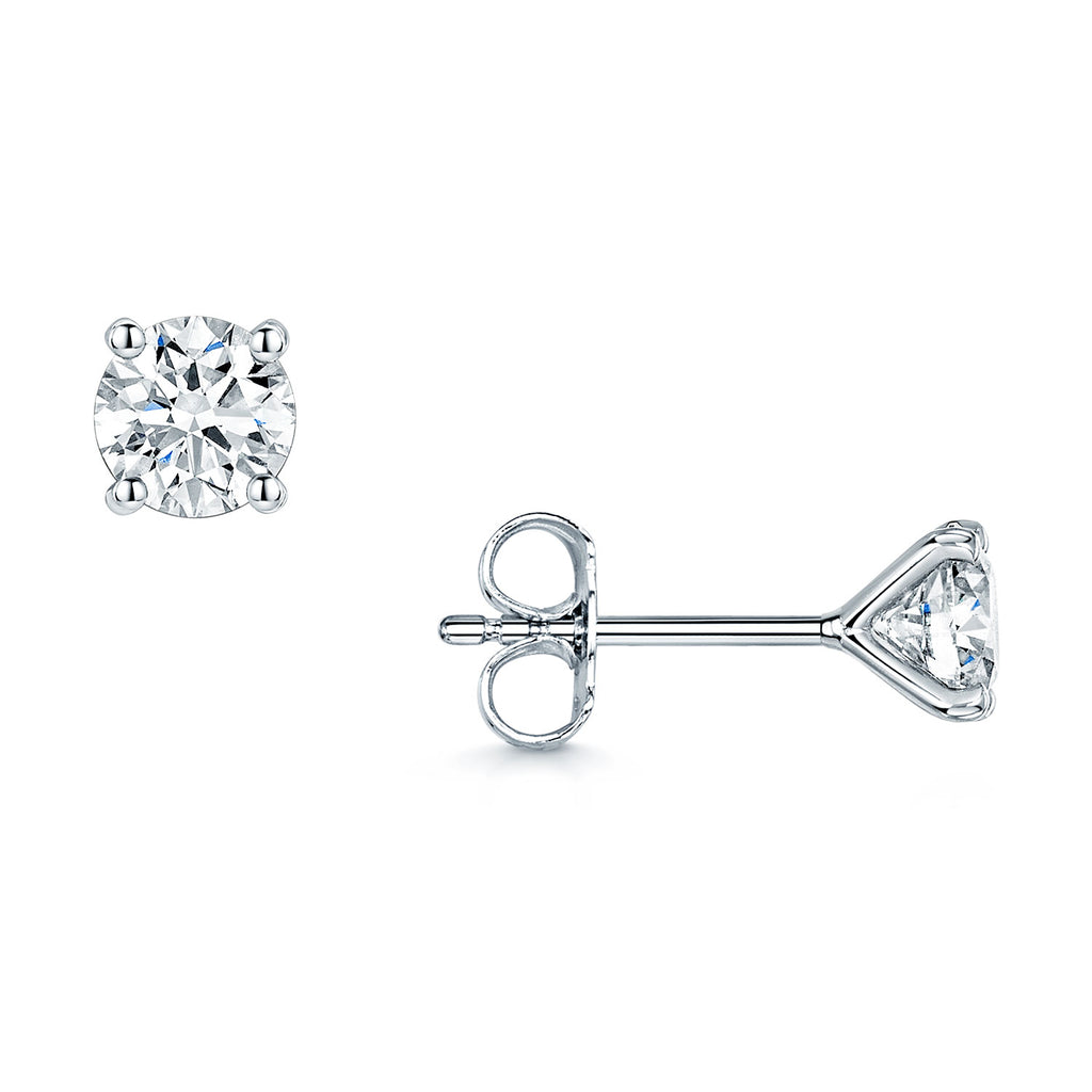 18ct White Gold GIA Certificated Solitaire Diamond 1.40ct Stud Earrings