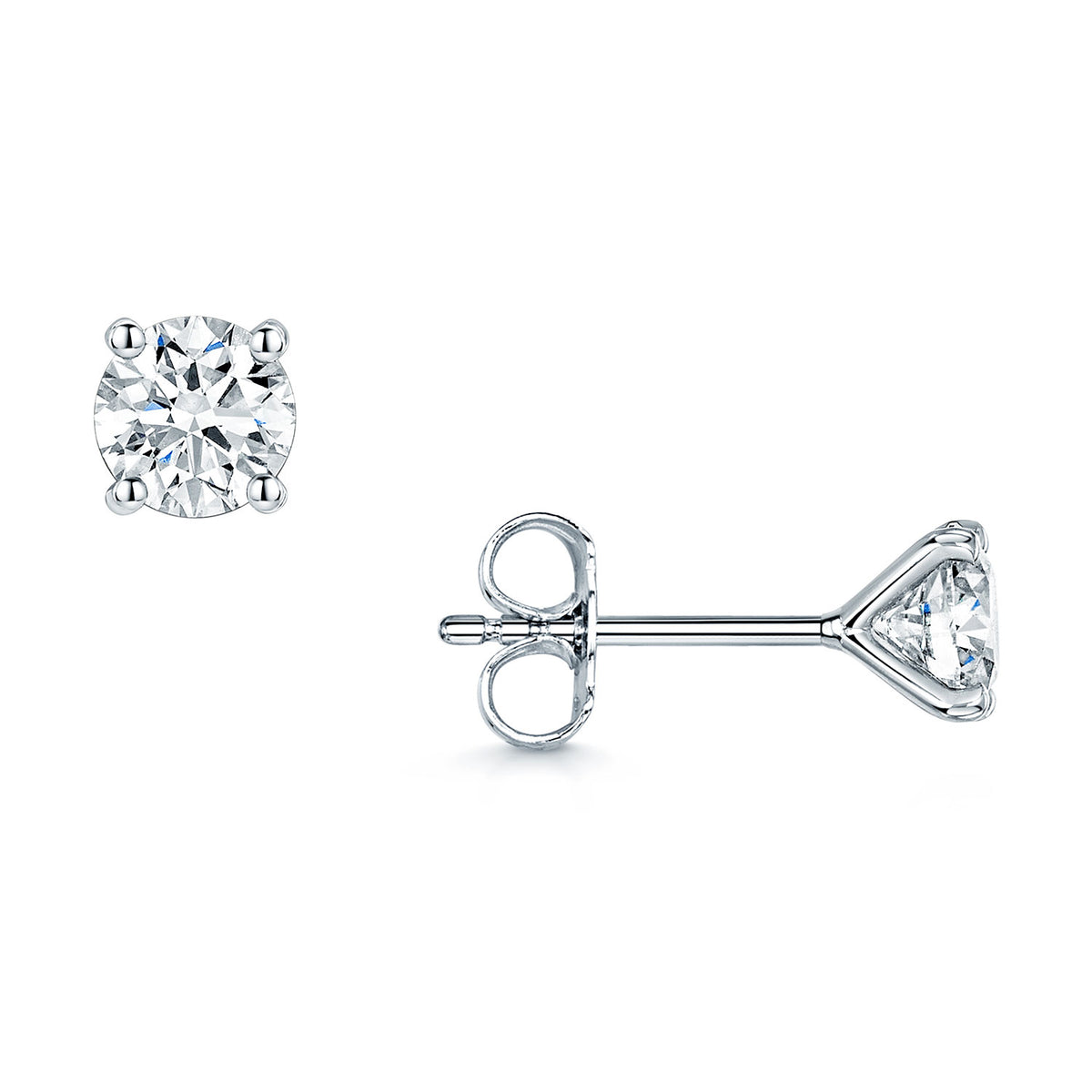 18ct White Gold GIA Certificated Solitaire Diamond 1.40ct Stud Earrings