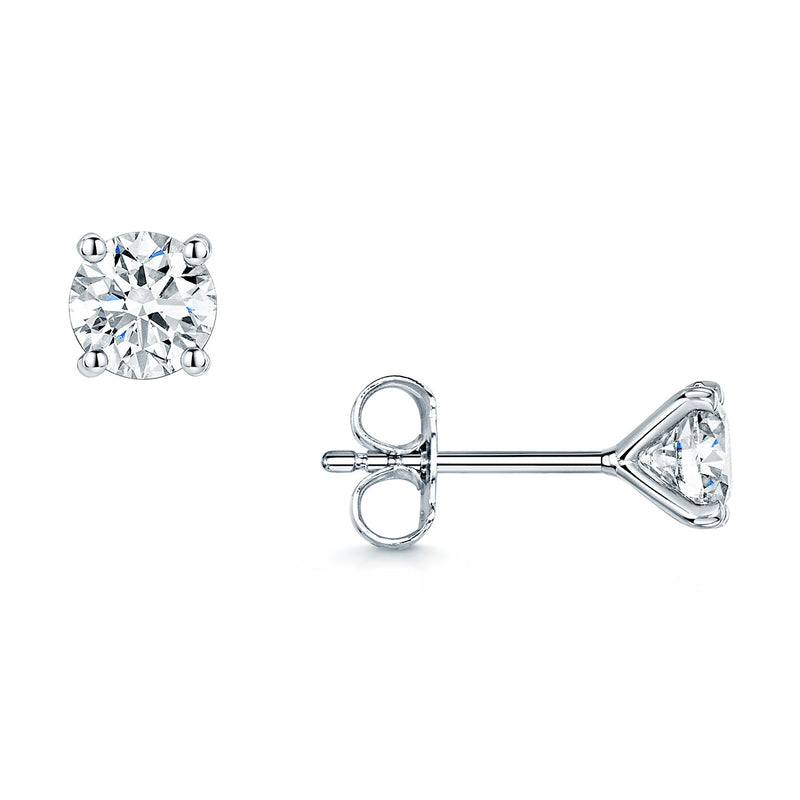 18ct White Gold GIA Certificated Solitaire Diamond 1.40ct Stud Earrings