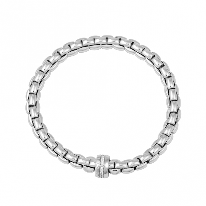 Eka 18ct White Gold Bracelet With Diamond Stone Set Rondel