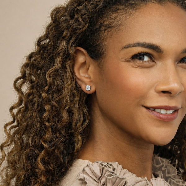 Berry's 18ct White Gold GIA Certificated Cushion Cut Diamond Single Stone Stud Earrings - Berry's Jewellers
