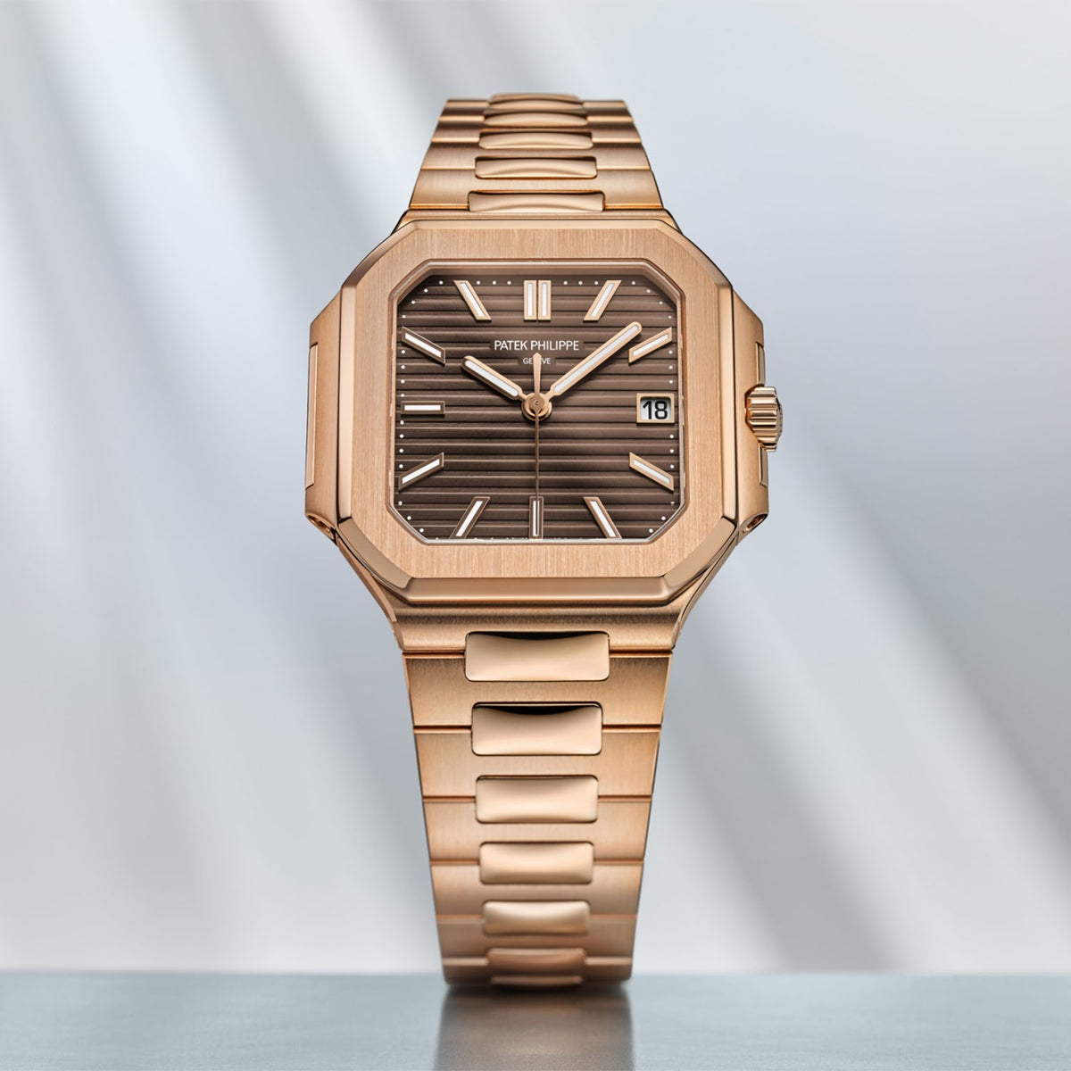 Cubitus Medium 40mm 18ct Rose Gold Sunburst Brown Dial Bracelet Watch 7128/1R-001