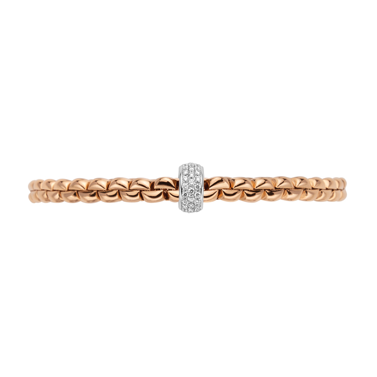 Eka 18ct Rose Gold Bracelet With Pavé Diamond Set Rondel