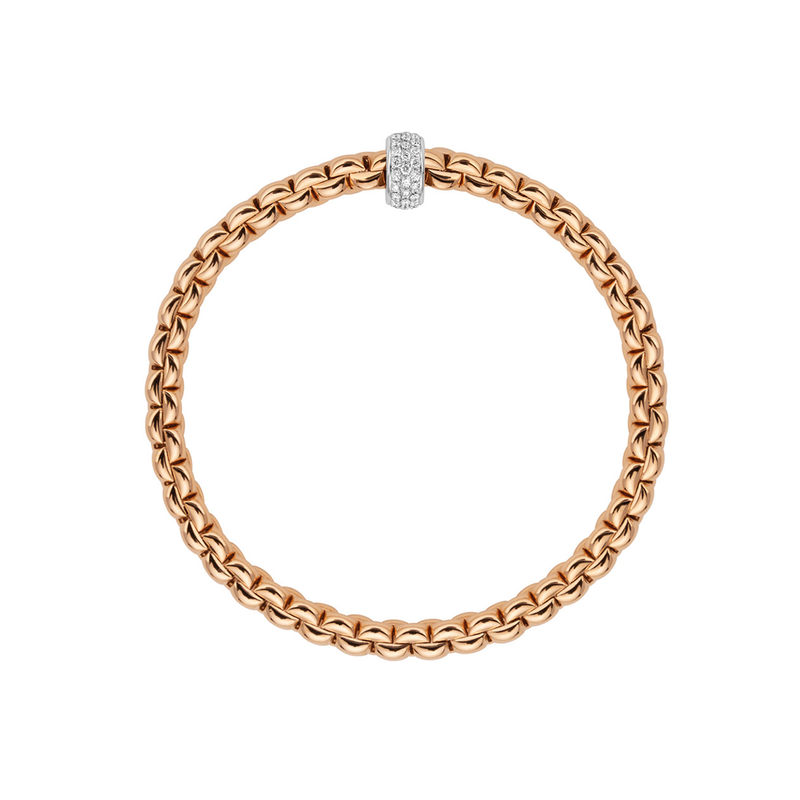 Eka 18ct Rose Gold Bracelet With Pavé Diamond Set Rondel